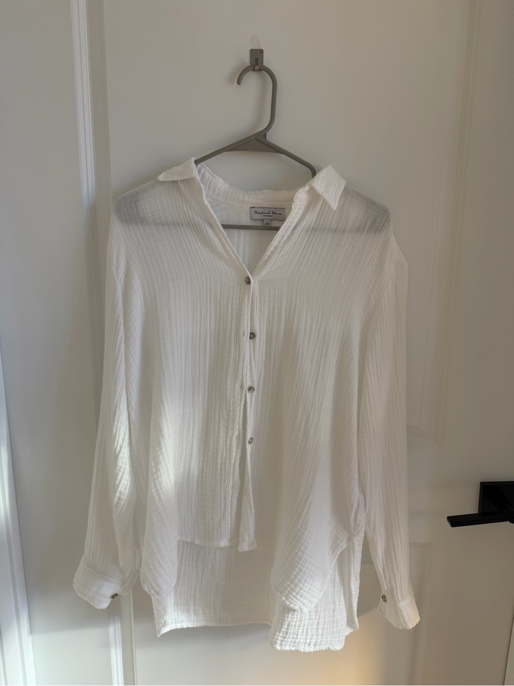 White Michael Stars Button Down Blouse